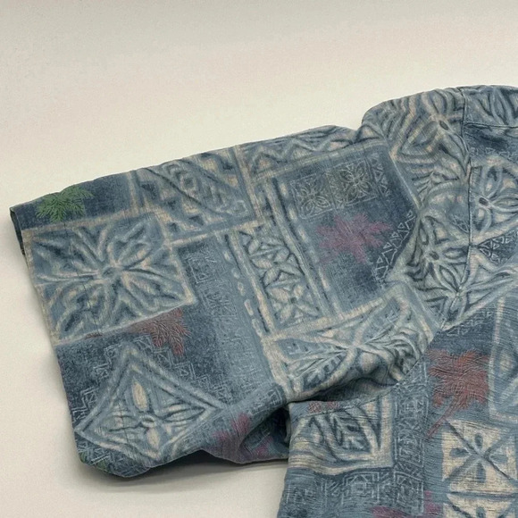 Batik Bay Shirt Mens 2XL  Hawaiian Island Beach Tropical Button Up Blue 100%silk - Picture 4 of 7